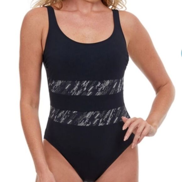 Gottex Women's Black & Silver Danseuse Square Neck One One-Piece Swimsui… - Picture 1 of 11